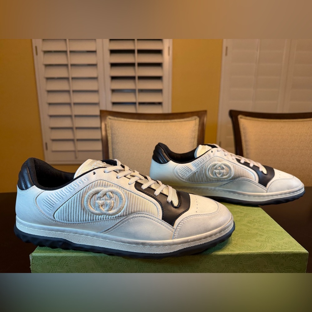 New Authentic Gucci Mac80 GG Logo Sneaker Shoes White Black Size UK 12 /US 12.5 - Picture 3 of 16